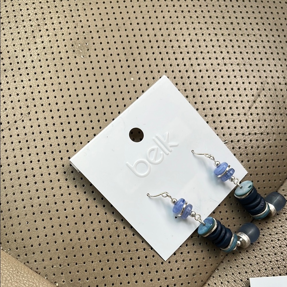 Belk Blue and Silver Dangle Earrings with Crystal Accents
